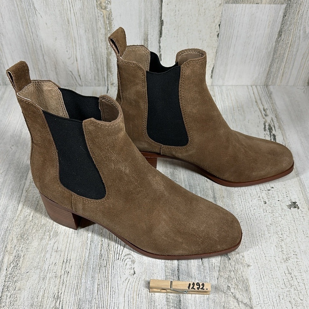 Steve Madden Ankle Boots Rhiannon Chelsea‎ Brown Suede Block Heel Minimalist - Picture 13 of 13